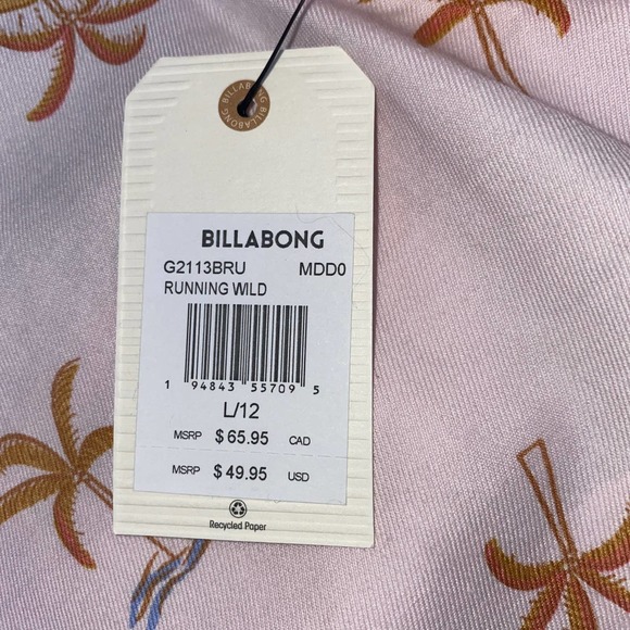 NWT Billabong Kidโs Running Wild Overalls Bib in Soft Pink (size L/12) - Picture 7 of 8